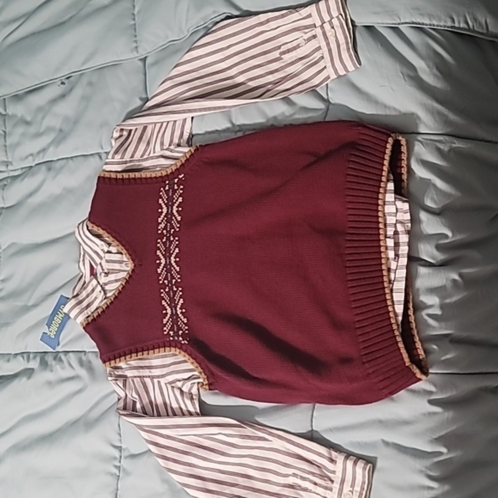 GYMBOREE‎ Maroon Shirt & Vest Combo Boys Size 10 NWT